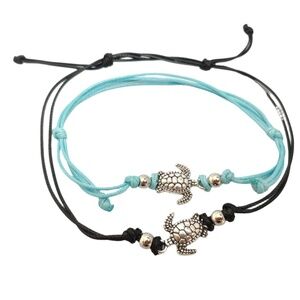 Black Turtle Anklet - Turquoise Turtle Ankle Bracelet